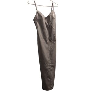 🆕 Forever 21 Gray Faux Leather Midi Dress S